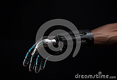 Bionic prosthetic arm for people with amputated limb. Generative AI Stock Photo