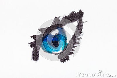 Human blue eye close up hand drawn by felt pens Stock Photo