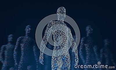 Human bodies made of ones and zeros. 3d rendering Stock Photo