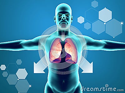 Human body anatomy, lungs and cough. Medicinal product to dissolve phlegm. Effect of mucus Stock Photo