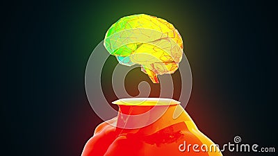 Human body with digital brain Stock Photo