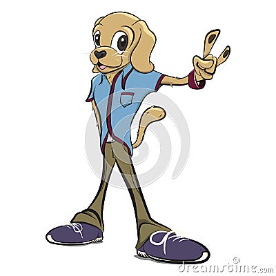 Human body with dog Head wearing cool clothes Vector Illustration