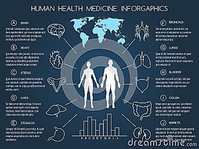 Human body health care infographics Vector Illustration