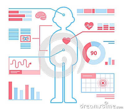 Human body health monitoring Vector Illustration