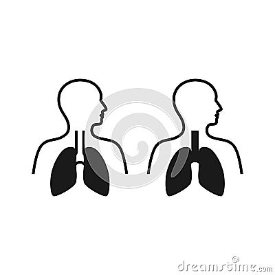 Human body with lungs black vector icon Vector Illustration