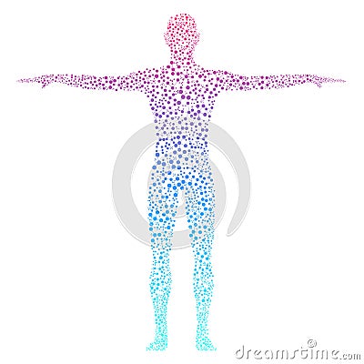 Human body with molecules DNA. Medicine, science and technology concept. Illustration Stock Photo