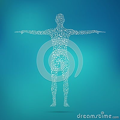 Human body with molecules DNA. Medicine, science and technology concept. Illustration Stock Photo