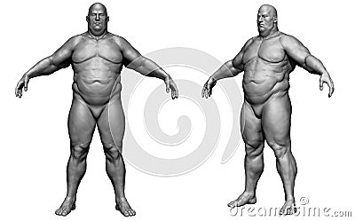 The Human body in overweight- Fat man body - isolated model - 3d render Stock Photo