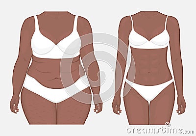 Human body problem_Body weight loss of African American women fr Vector Illustration