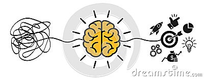 Human brain, brainstorming concept solution problem. Coach, problem solving, success, order, improvement â€“ vector Vector Illustration