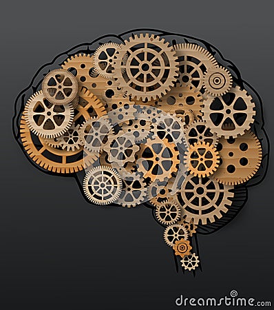 Human brain build out of cogs and gears Vector Illustration