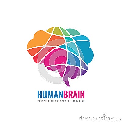 Human Brain - business vector logo template concept illustration. Abstract creative idea sign. Design element Vector Illustration