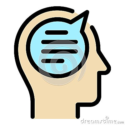 Human brain chat icon color outline vector Vector Illustration