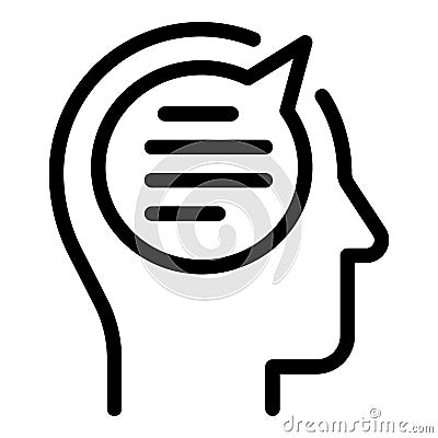 Human brain chat icon, outline style Vector Illustration