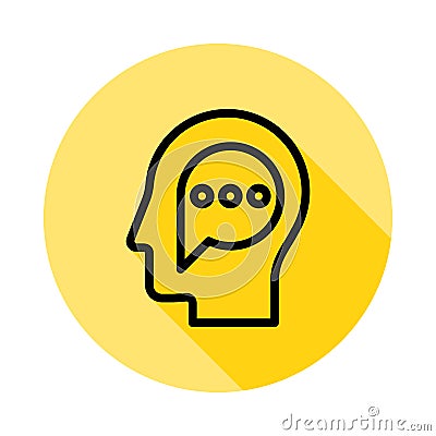 human, brain, chat outline icon in long shadow style Stock Photo