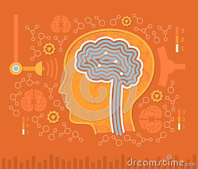 Human Brain Circuits Vector Illustration