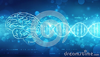 Digital illustration of Human brain structure, Creative brain concept background, Cartoon Illustration