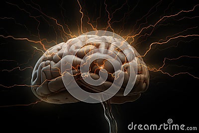 Human brain electric shock experiment. Generate Ai Stock Photo