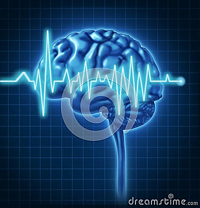 Human Brain Health with ECG Stock Photo