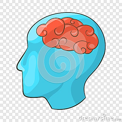 Human brain icon, cartoon style Vector Illustration