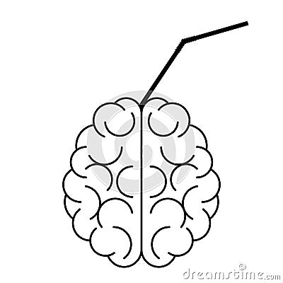 Brain icon with cocktail pipe in it Vector Illustration