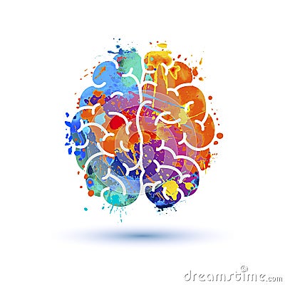 Human brain icon. Splash paint Vector Illustration