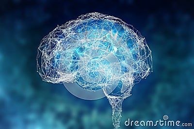 Human brain and its capabilities. Conceptual vision. - 3D Illustration Stock Photo