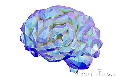 Human brain low-polygonal Cartoon Illustration