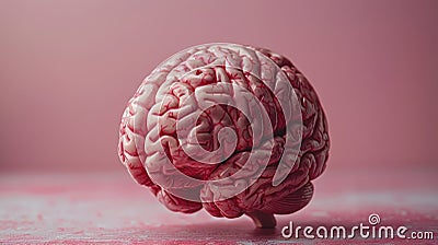 Human brain model on a pink background Stock Photo