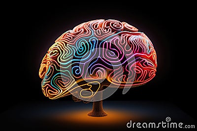 Human brain neural plasticity, neuroscience and neurobiology. Neurological diseases, mind disorders with neuroradiology oncology. Cartoon Illustration