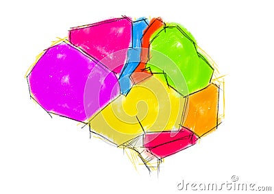 Human brain, realistic design elements Stock Photo