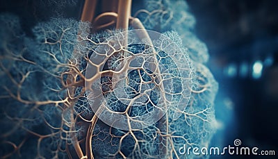 Human brain synapse connection, neural axon communication generated by AI Stock Photo