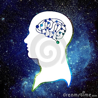 Human Brain and Universe Stock Photo