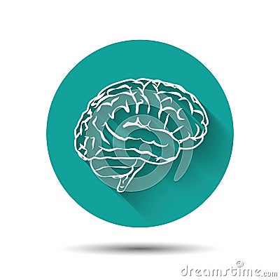 Human brain vector icon flat illustraton with Vector Illustration