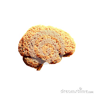 Human Brain from Yellow Sponge. Concept of Cognition, Learning, Immersion, Knowledge, Brain Susceptibility, Information, Media. Stock Photo