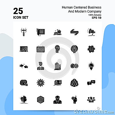 25 Human centered Business and Modern company Icon Set. 100% Editable EPS 10 Files. Business Logo Concept Ideas Solid Glyph icon Vector Illustration