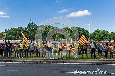 Human chain for the catalan independence Editorial Stock Photo