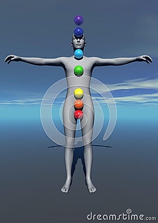 Human and chakras colors Stock Photo