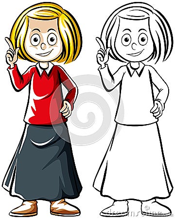 Human character outline for girl teenager Vector Illustration