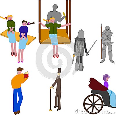 Human characters from the old town Stock Photo