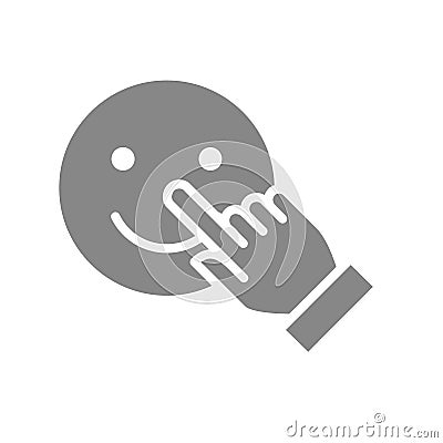 Human chooses a happy emoji gray icon. Share a good mood, positive emotion symbol. Vector Illustration