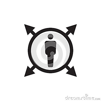 Human in circle with arrows - black icon on white background vector illustration for website, mobile application, presentation Vector Illustration