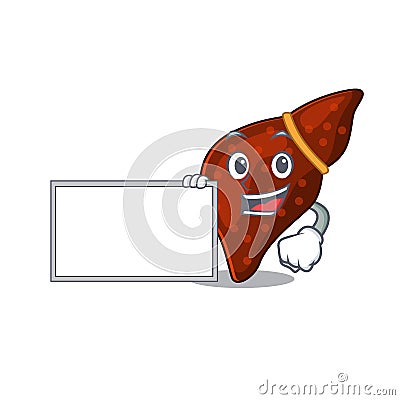 Human cirrhosis liver cartoon character design style with board Vector Illustration