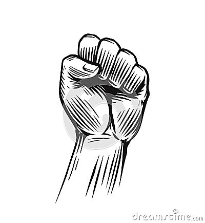 Human clenched fist illustration. Protest, rebel vector revolution Vector Illustration