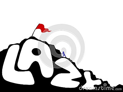 Human climb to win lazy mountain in your mind illustration design hand drawing Cartoon Illustration
