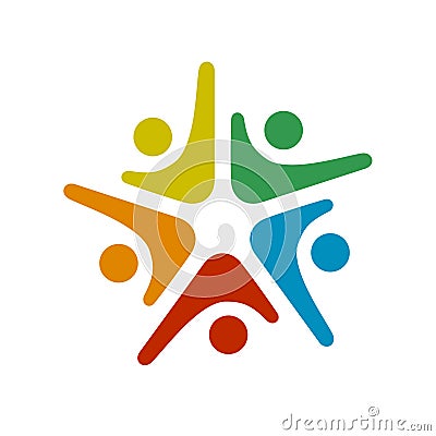 Human community five people symbol Vector Illustration