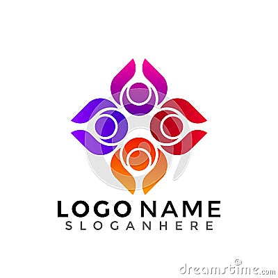 Human community logo, people group modern colorful logos Designs Vector Template Vector Illustration