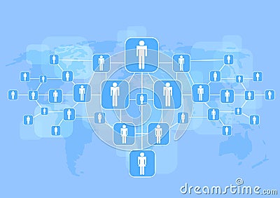Human Connections on blue background Stock Photo