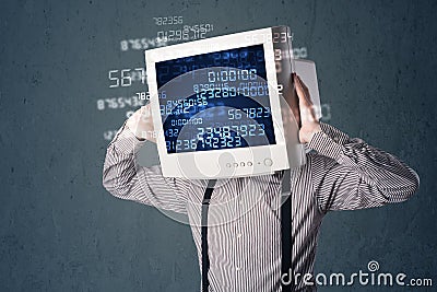 Human cyber monitor pc calculating Stock Photo