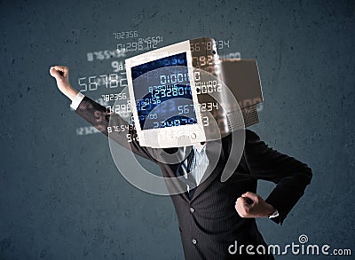 Human cyber monitor pc calculating computer data concept Stock Photo